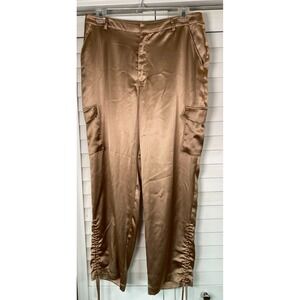Intempo Womens Cargo Pants Bronze Satin Silk Ruched Leg Drawstring | Size 16